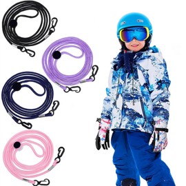 4pcs Mitt Clips for Kids, 180cm Adjustable Kids Winter Gloves Anti-Lost Gloves Lanyard, Hat Neck Lanyard String, Snow Gloves Clip Suitable for Adults and Childr