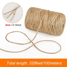 Shintop 3mm Twine, 328 Feet Garden Twine Heavy Duty 3Ply Natural Jute String for Arts, Crafts, Gift Wrapping and Climbing Plants (Brown)