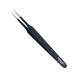 Metaleks Black Eyelash Extension & Ingrown Hair Tweezer Pointed Tip Precision Extra Sharp and Perfectly Aligned for Eyelash Extension & Ingrown Hair Treatment & Splinter Removal For Men and Women