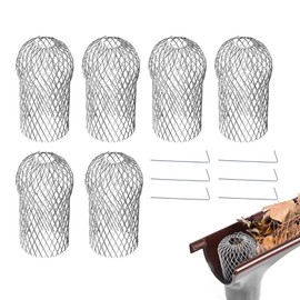 AMSGANK Downpipe Protection Gutter Protection, Set of 6 Gutter Strainers, Aluminium Rain Gutters, Rain Pipe Protection, Protective Grille, Gutter Screen, Leaf Protection, Gutter Filter for Roof Pipes