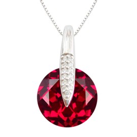 Navachi 925 Sterling Silver 18k White Gold Plated 7.5ct Round Ruby Az9058p Necklace Pendant 18"