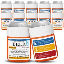 SiliFine 12 Pcs Nurse Beer Can Cooler Funny Nurse Week Gifts 12 oz Prescription Pharmacist Neoprene Foam Cooler Rx Pill Bottle Gift Beer Can Sleeve for Soda Beverages Pharmacy Party Supplies