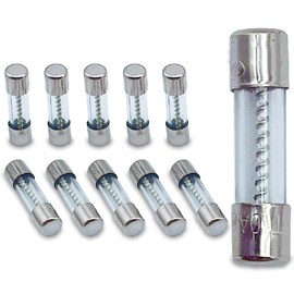 T1AL250V 5x20mm 1A 250V Pack of 10 Slow Blow Glass Fuses 1 amp 250 Volt 0.2 x 0.78 Inch Glass Tube Time-delay Fuses Replacement for Power Supply, Microwave, Auto Accessories, Circuit Break