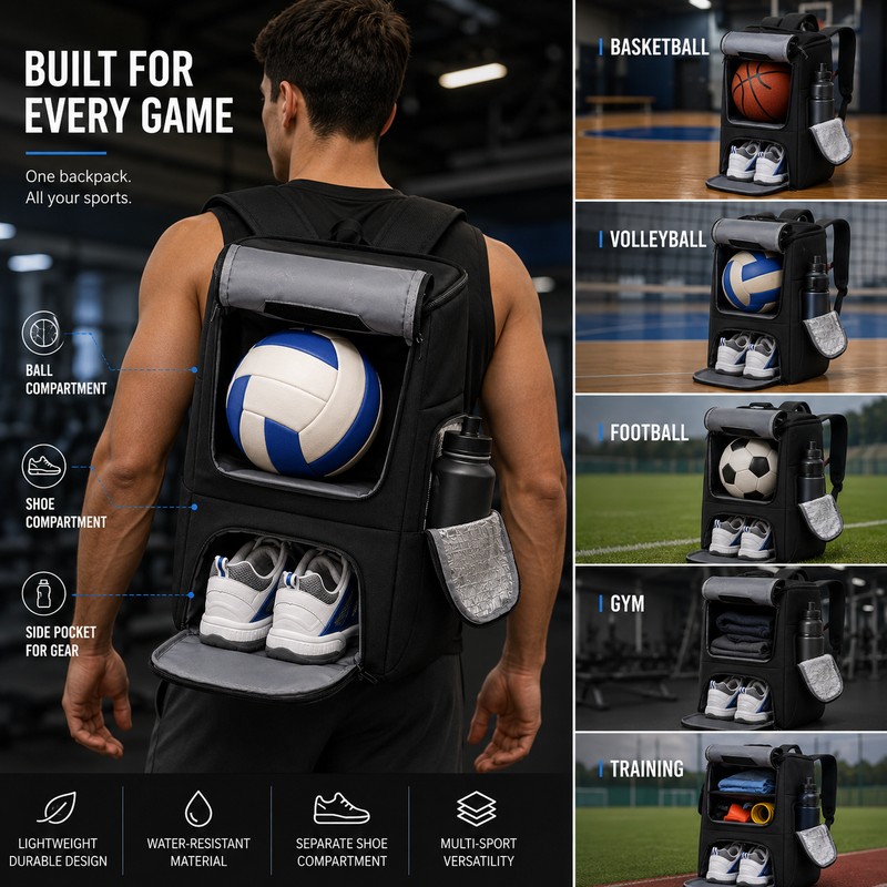 45L Basketball Backpack for Sports – Large Gear Bag with