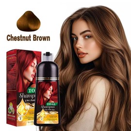 TOAE 3-in-1 Gray Hair Color Shampoo to cover gray hair, Herbal Ingredients Natural Shampoo with Ginseng Extract, Natural Hair Dye, 15 Minute Hair Color, Botanical Extracts, Long Lasting, Hair Care - Color: Chestnut-brown