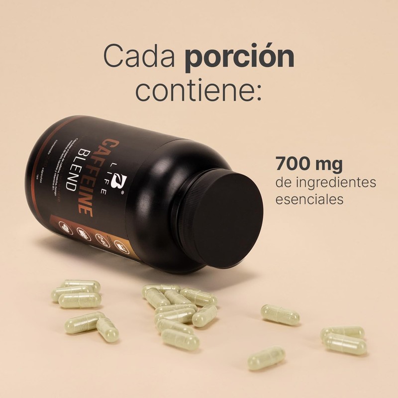 Cafeína Anhidra 240 Cápsulas de 700 mg. Adicionada con Matcha,