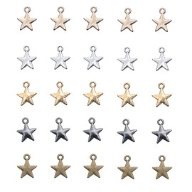 Ruwado 50 Pcs Star Pendants Bulk Small Metal Star Shape Charms for Jewelry Making Kit Finding Necklace Bracelet Key Chains Earring DIY Crafting (Colorful)