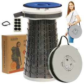 ALEVMOOM 2025 Upgraded XXL 19.7" Collapsible Stool with Seat Cushion, Retractable Folding Camping Stool for Adults Max Load 1000lbs, Heavy Duty for Fishing Hiking Gardening(Grey-XXL)