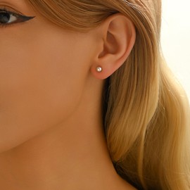 Dabovos Pearl Stud Earrings for Women Silver Plated 4 mm Pearl Earrings Dainty Hypoallergenic Earrings