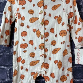 Cat & Jack 12 Month Baby Fall Autumn Gauze Long Sleeve Romper Pumpkins Leaves