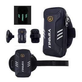 DFV mobile - Waterproof Reflective Armband Case with 2 Compartments Sport Running Walking Cycling Gym für BBK Vivo Y3s (2019) - Black