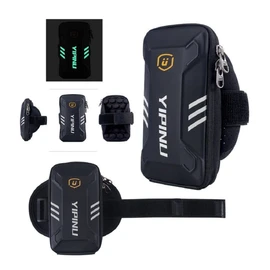 DFV mobile - Waterproof Reflective Armband Case with 2 Compartments Sport Running Walking Cycling Gym für BBK Vivo Y3s (2019) - Black