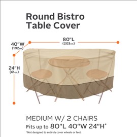 Classic Accessories Veranda Water-Resistant 40 Inch Bistro Round Patio Table & Chair Set Cover