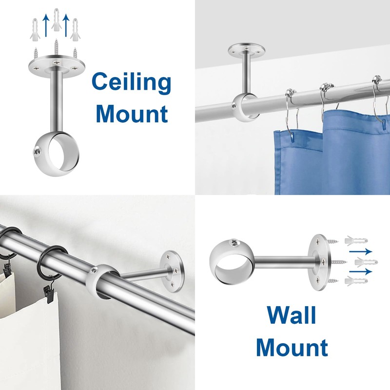 TOKPLNU Ceiling Curtain Rod Bracket, Heavy Duty Curtain Rod Holder