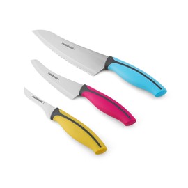 Farberware Precise Slice Soft Grip Chef Knife Set, 3-Piece, Multicolored