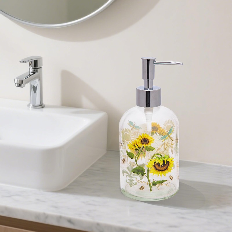Topadorn 17 Oz Glass Soap Dispenser with Rust Proof Stainless