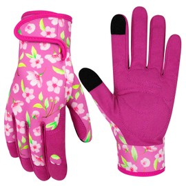 MERTURN Leather Gardening Gloves for Women Garden Gloves Thorn Proof Touch Screen Design Heavy Duty Yard Working Gloves for Planting, Digging, Pruning Gardening Gift, M