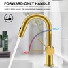 KENES Brushed Gold Single Handle Bathroom Faucet with Pull Out