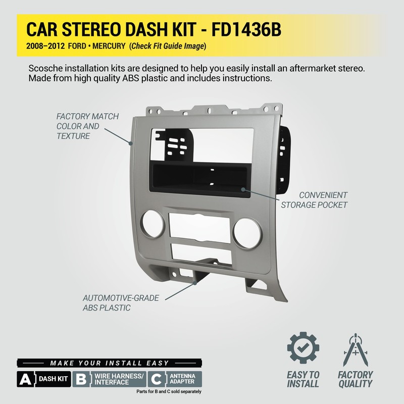 Scosche FD1436B Compatible with 2008-12 Ford Escape / Mercury Mariner