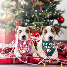 STMK 2 Pack Christmas Dog Bandanas, Dog Holiday Christmas Bandanas Scarf for Small Medium Large Dogs (Small)