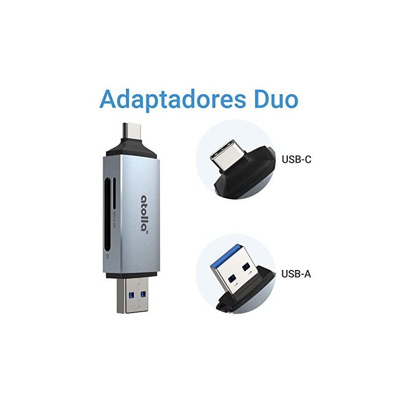 Lector de tarjetas SD, atolla Aluminum Adaptador SD a OTG