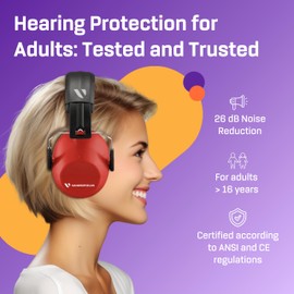 Vanderfields Hearing Protection Ear Muffs for Noise Reduction, 26dB Certified, Noise Cancelling Safety Ear Protection for Shooting, Adult Headphones for Lawn Mowing, DIY, Construction, Woodworking