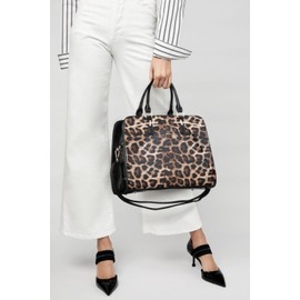 Dasein Women Satchel Handbags Shoulder Purses Totes Top Handle Work Bags with 3 Compartments (Leopard)