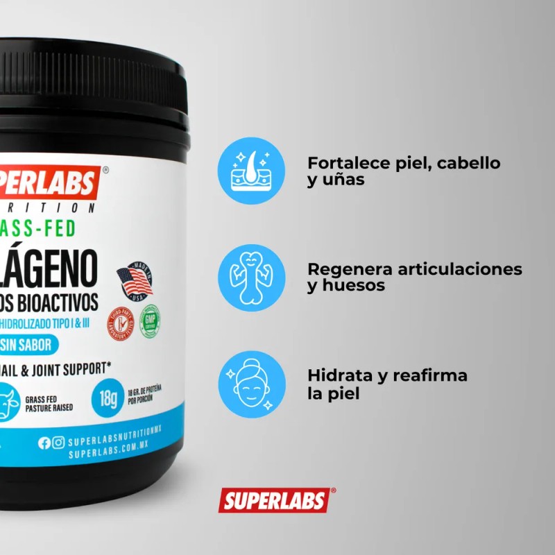 Superlabs Nutrition Colgeno Hidrolizado 454g Sin Sabor Grass Fed