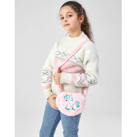 Kids Crossbody Bag Girls Crossbody Bag, Plush Unicorn Bag Unicorn Purses for Girls, Little Girls Purse Toddler Purse for Girls Kids Bags for Girls (Pink)