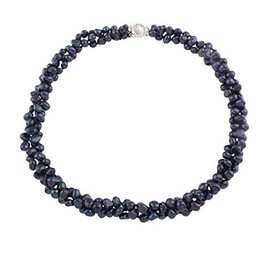 Treasure Bay Chunky Multi Strand 6mm Natural Freshwater Baroque Pearl Necklace (Black)