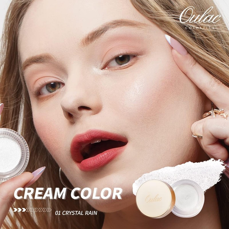 Oulac Shimmer White Cream Eyeshadow-Eyeshadow Prime| as Highlighter Waterproof &