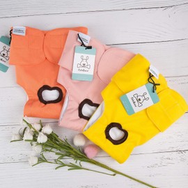 CuteBone Washable Dog Nappies for Female Dogs, Pack of 3 Reusable Dog Nappies, Highly Absorbent Premium Nappies for Puppies