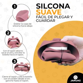 JARUKI Tragbare und faltbare Trinknapf für Hunde, Wasserflasche für Reisen mit Ihrem Hund, unverzichtbares Zubehör für Hunde, Fassungsvermögen 550 ml, BPA-freies Silikon (Rosa)