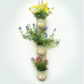 Bushy Box Wooded Mountain Owls. Cool Hanging Succulent Planters for Plants & Cactus. Vintage Owl Decor Pots.