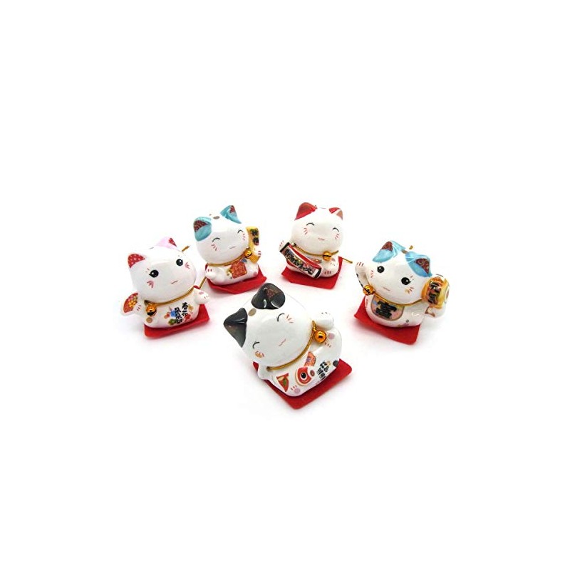 Starlet24 Set of 5 Chinese Lucky Cats Ceramic Decorative Lucky