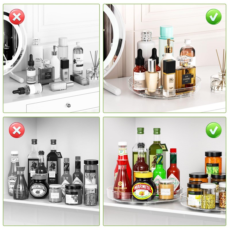 Cocolemon Lazy Susan Turntable Organiser, Pack of 2, PET Plastic,