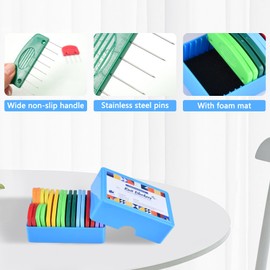 SupRovare Blocking Pins for Knitting & Crochet Projects, 20PCS Stainless Steel Knit Blockers Combs with Storage Box, Rust-Proof Blocking Tools for Wet Blocking Mats,