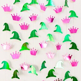39.4Ft Shiny Green and Pink Witch Themd Party Backdrop Garland Photo Booth Props for Witchy Birthday Party Decorations Witch Birthday Banner Supplies Themed Decor Witchy Decorations