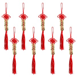 8 Pieces Chinese Knot Lucky Coins, Feng Shui Coins, I-Ching Lucky Coins, Red Lucky Coins, Feng Shui, for Wealth, Happiness, Health, Wonderful Gift