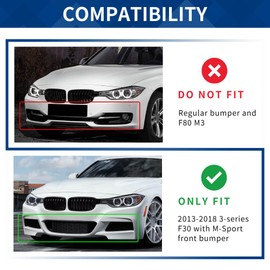 XPHAZZ Front Lip Compatible with 3-Series Sedan M-Sport Package (Gloss Black, 2012-2018 F30)