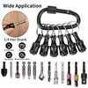 Upgrade 6 Pcs Bit Holder Keychain with Black Carabiner, 1/4