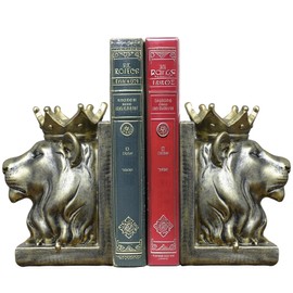 Kakizzy Vintage Gold Lion Book Ends,Animal Decorative Bookends,Resin Book Holder,Luxurious Book Ends for Shelves Rooms Office Home Decor,Unique Book Lover Gift(Gold Lion)