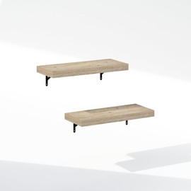 Furinno Tanna 22-Inch Wall Mounted Bathroom Floating Display Shelves, Natural, Set of 2