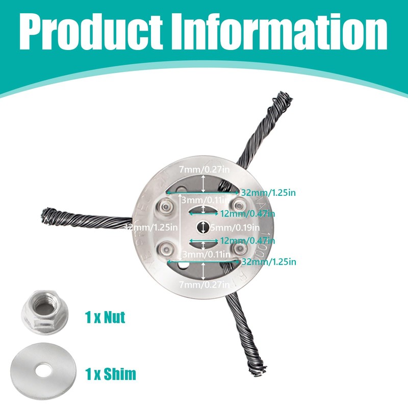 JAMSSOW Steel Wire Grass Trimmer Head,Brush Cutter Strimmer Head,Wired Trimmer