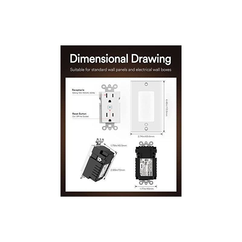 Lumary Standard Electrical Outlet, Smart in Wall Outlet Work with