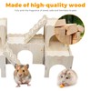 POMFAEE Wooden Dwarf Hamster House, Hamster Tiny House Hideout, Hamster