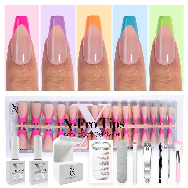 SXC Cosmetics X-Pro Tips French Tip Press On Nails -