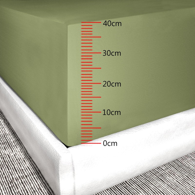 wyewye Single Fitted Sheet, Light Green, 90x190 cm with 40
