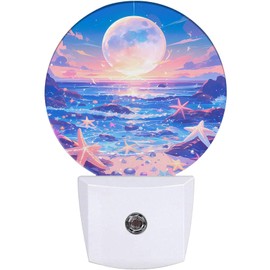 Sea Star Night Light,Sunset on The Beach Nightlight Plug into Wall LED Lamp Auto Sensor Dusk to Dawn for Bedrooms/Kitchens/Toilets/Corridors,Energy-Saving