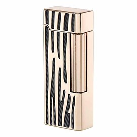 Classic Narrow Butane Lighter Metal Side Slide Lgnition Refillable Soft Flame Lighter for Women and Men Collection (Gold Black)